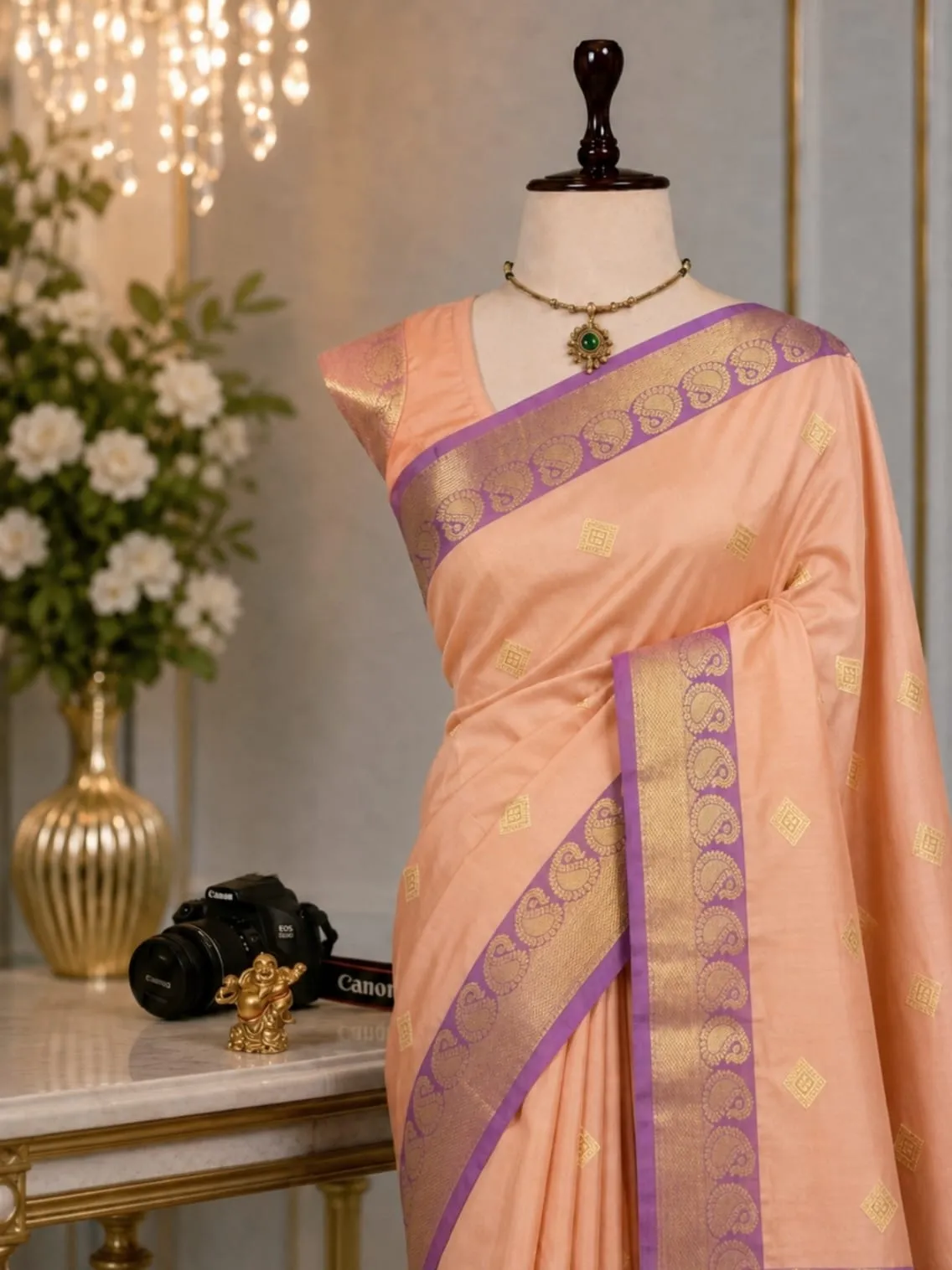 Paisley Zari Border Semi Silk Saree